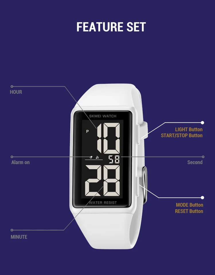 SKMEI Back Light Display Digital Watches For Men Women Waterproof Electronic Wristwtatch Multi-Function Chrono Watch reloj mujer
