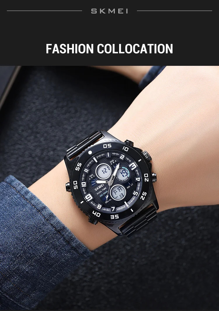 SKMEI Casual Chrono Watches For Men Women Fashion Sports Digital Watch 5Bar Waterproof Dual Display Wristwatches Horloges Mannen