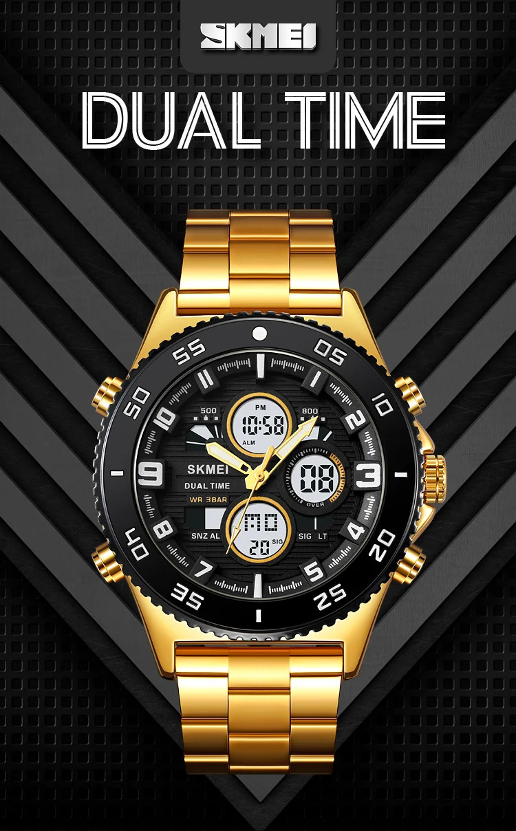 SKMEI Casual Chrono Watches For Men Women Fashion Sports Digital Watch 5Bar Waterproof Dual Display Wristwatches Horloges Mannen