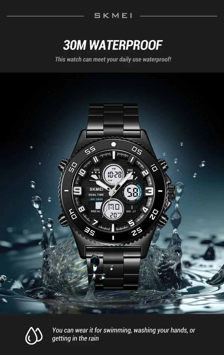 SKMEI Casual Chrono Watches For Men Women Fashion Sports Digital Watch 5Bar Waterproof Dual Display Wristwatches Horloges Mannen