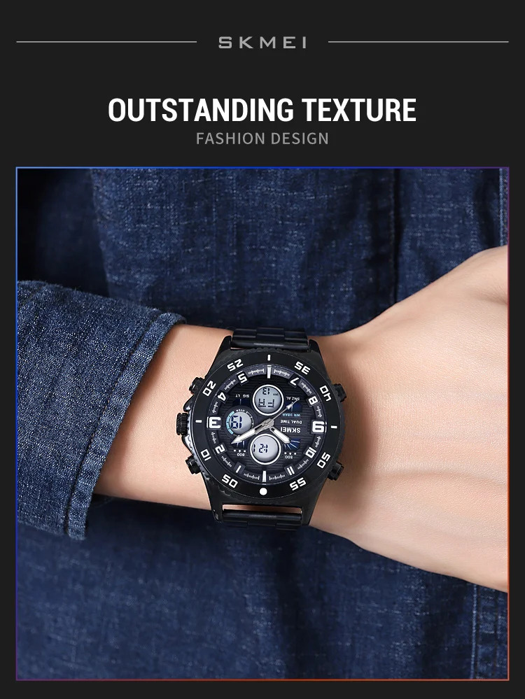 SKMEI Casual Chrono Watches For Men Women Fashion Sports Digital Watch 5Bar Waterproof Dual Display Wristwatches Horloges Mannen