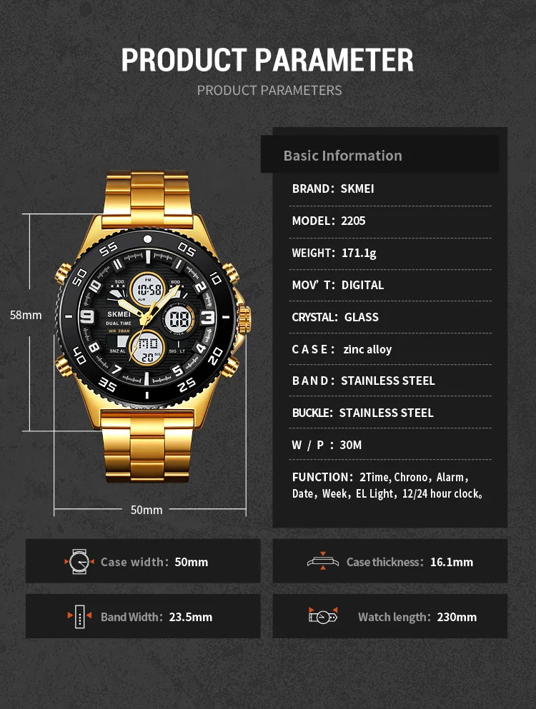 SKMEI Casual Chrono Watches For Men Women Fashion Sports Digital Watch 5Bar Waterproof Dual Display Wristwatches Horloges Mannen
