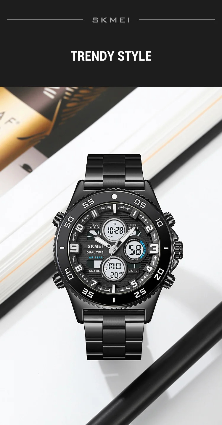 SKMEI Casual Chrono Watches For Men Women Fashion Sports Digital Watch 5Bar Waterproof Dual Display Wristwatches Horloges Mannen