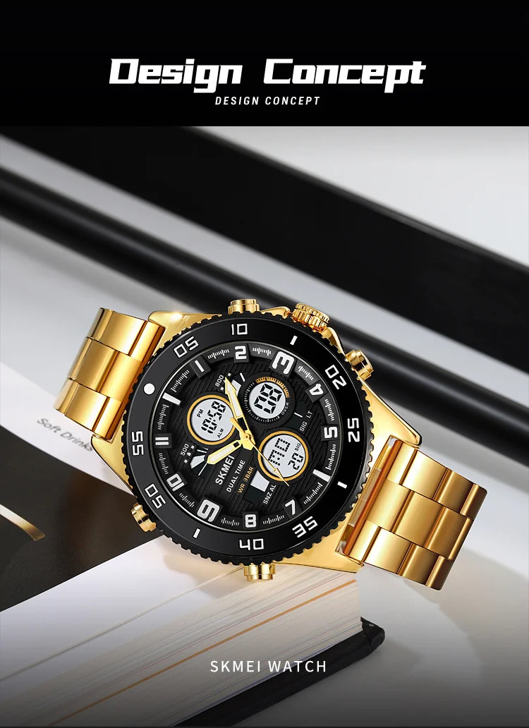 SKMEI Casual Chrono Watches For Men Women Fashion Sports Digital Watch 5Bar Waterproof Dual Display Wristwatches Horloges Mannen