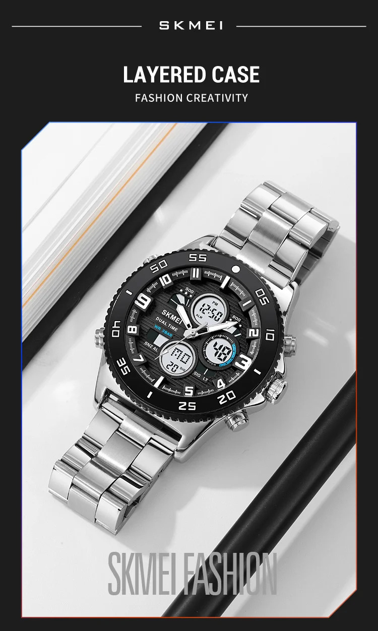 SKMEI Casual Chrono Watches For Men Women Fashion Sports Digital Watch 5Bar Waterproof Dual Display Wristwatches Horloges Mannen