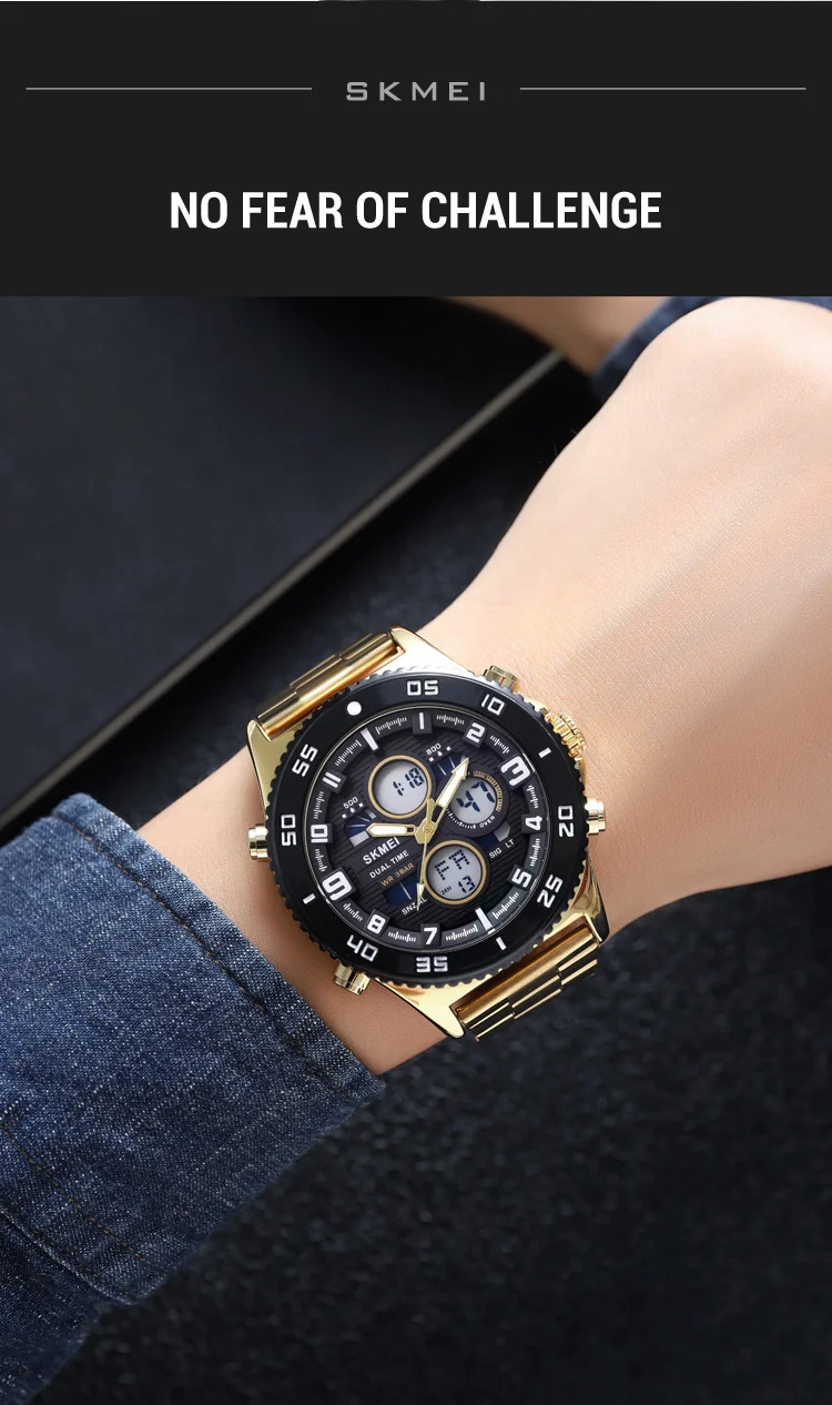 SKMEI Casual Chrono Watches For Men Women Fashion Sports Digital Watch 5Bar Waterproof Dual Display Wristwatches Horloges Mannen