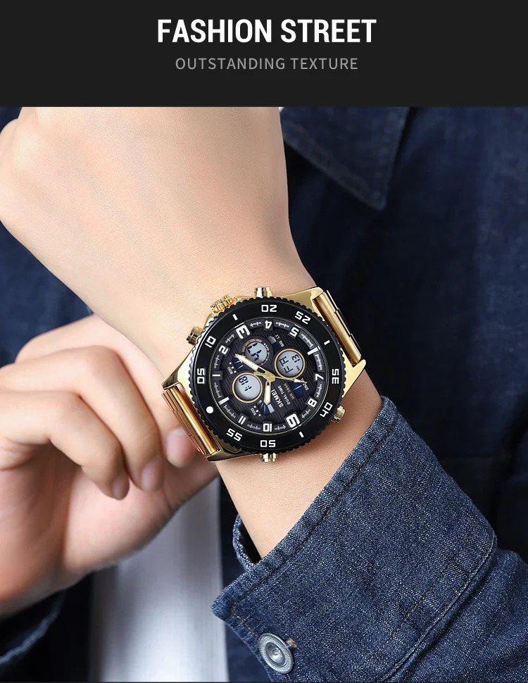 SKMEI Casual Chrono Watches For Men Women Fashion Sports Digital Watch 5Bar Waterproof Dual Display Wristwatches Horloges Mannen