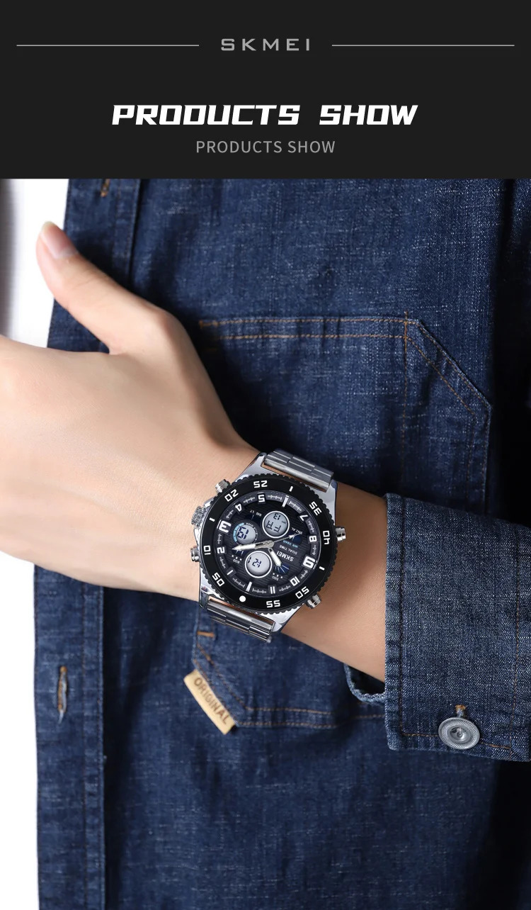 SKMEI Casual Chrono Watches For Men Women Fashion Sports Digital Watch 5Bar Waterproof Dual Display Wristwatches Horloges Mannen