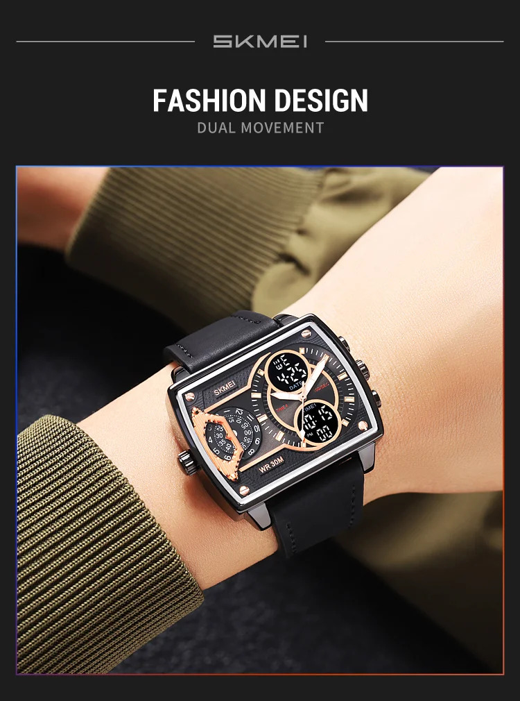 SKMEI Luxury Business Men's Watches Digital Sports Watch 3Bar Waterproof Chrono Dual Display Original Wristwatches Reloj Hombre