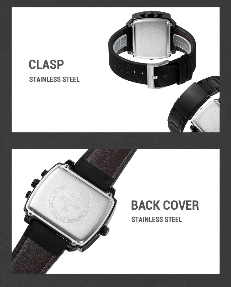 SKMEI Luxury Business Men's Watches Digital Sports Watch 3Bar Waterproof Chrono Dual Display Original Wristwatches Reloj Hombre