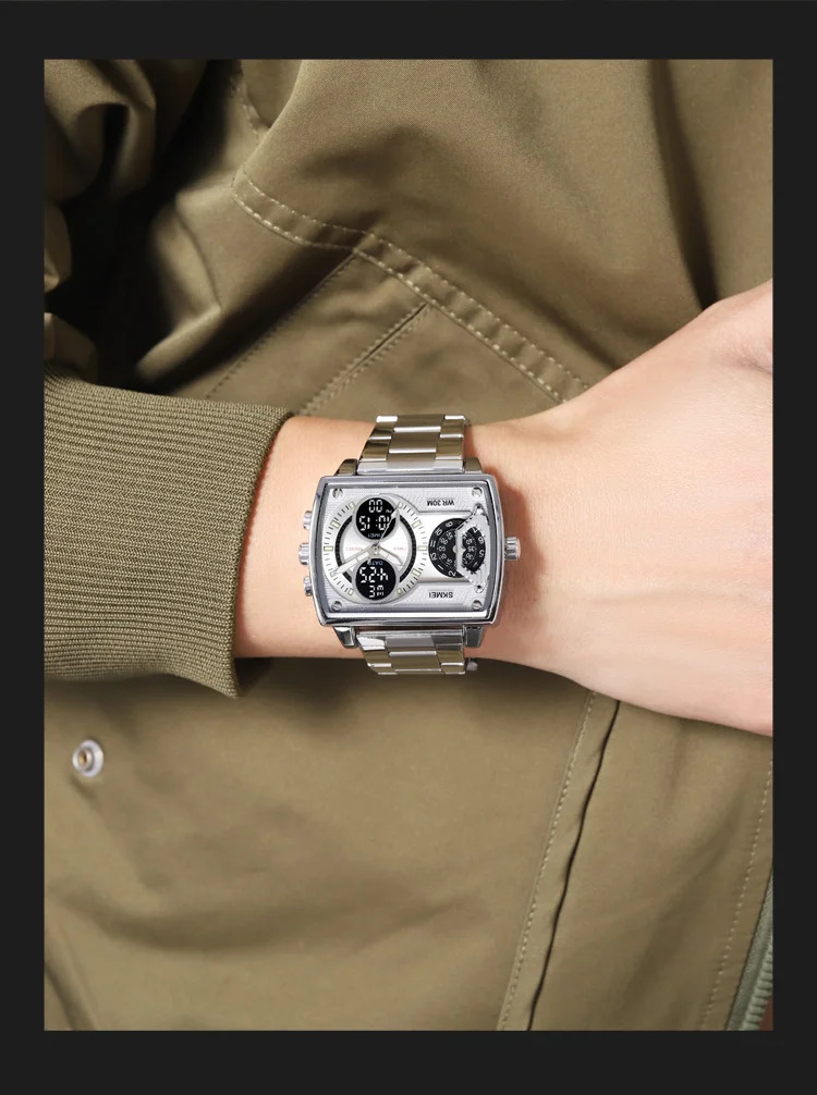 SKMEI Luxury Business Men's Watches Digital Sports Watch 3Bar Waterproof Chrono Dual Display Original Wristwatches Reloj Hombre