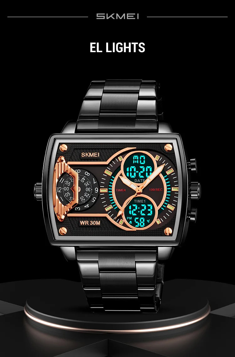 SKMEI Luxury Business Men's Watches Digital Sports Watch 3Bar Waterproof Chrono Dual Display Original Wristwatches Reloj Hombre
