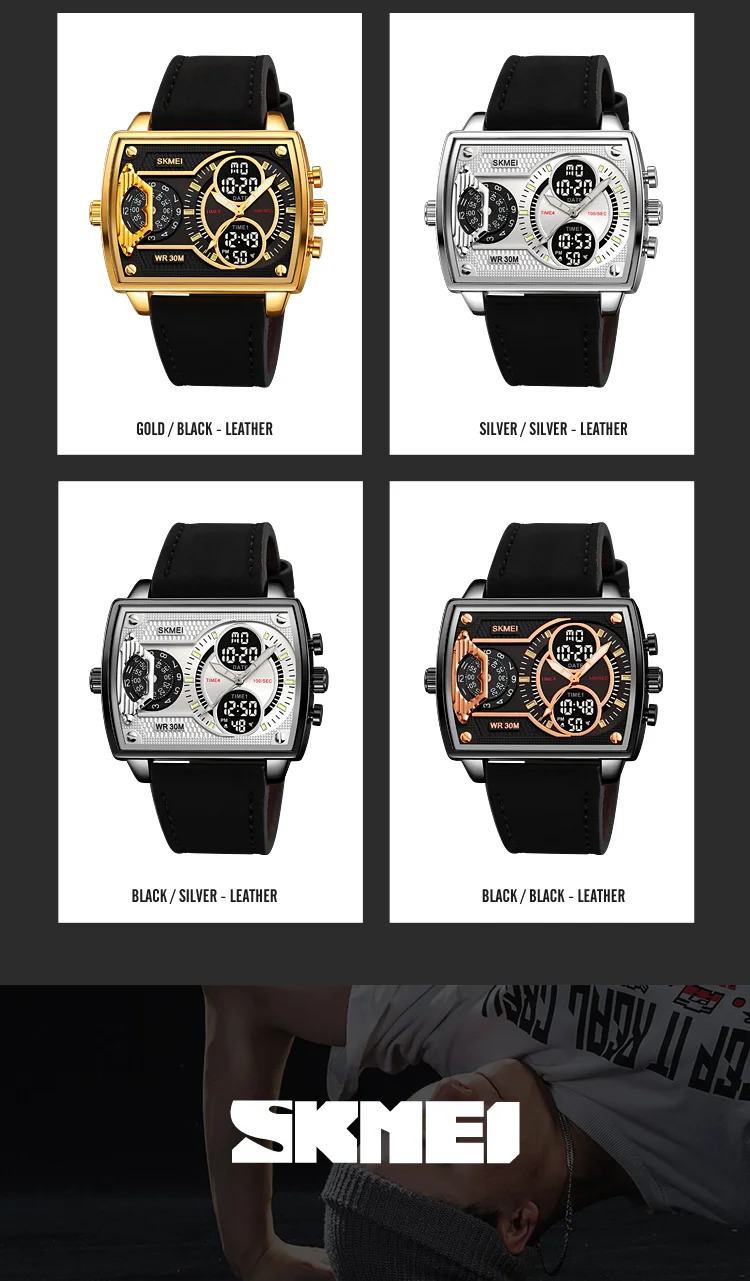SKMEI Luxury Business Men's Watches Digital Sports Watch 3Bar Waterproof Chrono Dual Display Original Wristwatches Reloj Hombre