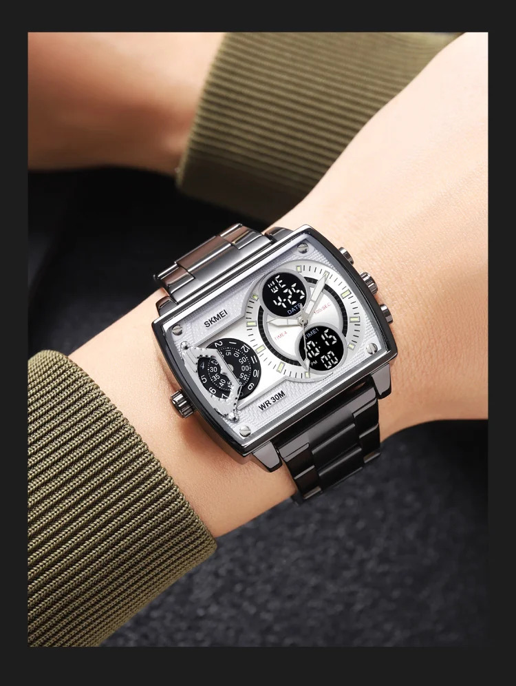 SKMEI Luxury Business Men's Watches Digital Sports Watch 3Bar Waterproof Chrono Dual Display Original Wristwatches Reloj Hombre