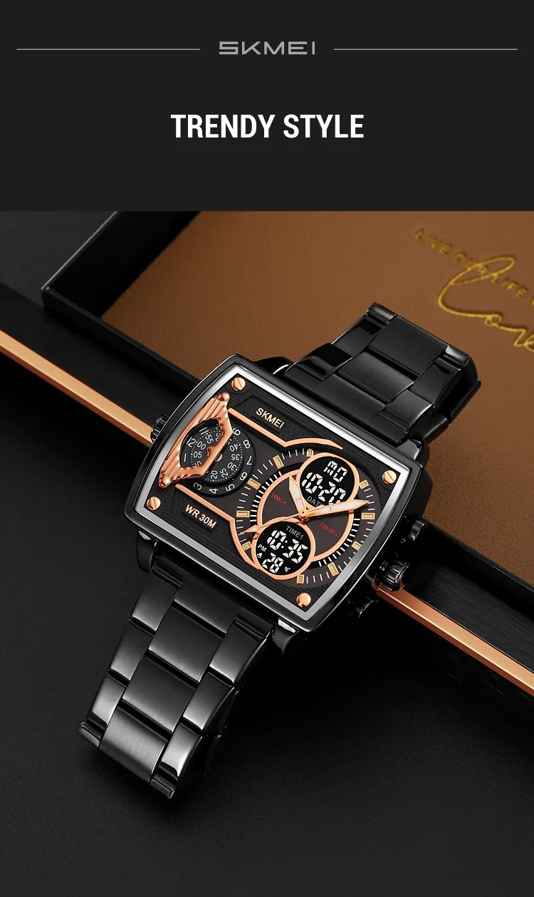 SKMEI Luxury Business Men's Watches Digital Sports Watch 3Bar Waterproof Chrono Dual Display Original Wristwatches Reloj Hombre