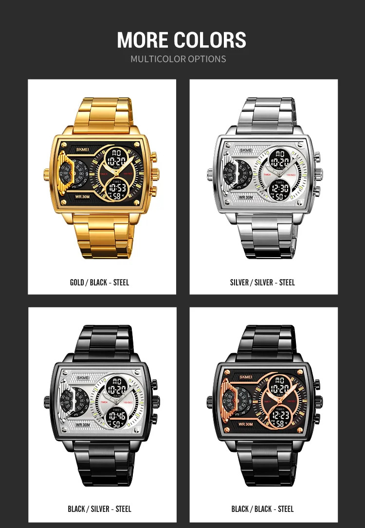 SKMEI Luxury Business Men's Watches Digital Sports Watch 3Bar Waterproof Chrono Dual Display Original Wristwatches Reloj Hombre