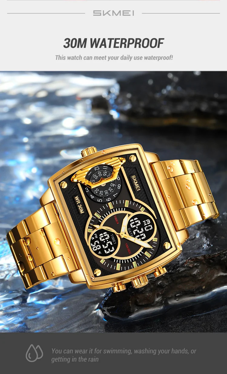 SKMEI Luxury Business Men's Watches Digital Sports Watch 3Bar Waterproof Chrono Dual Display Original Wristwatches Reloj Hombre