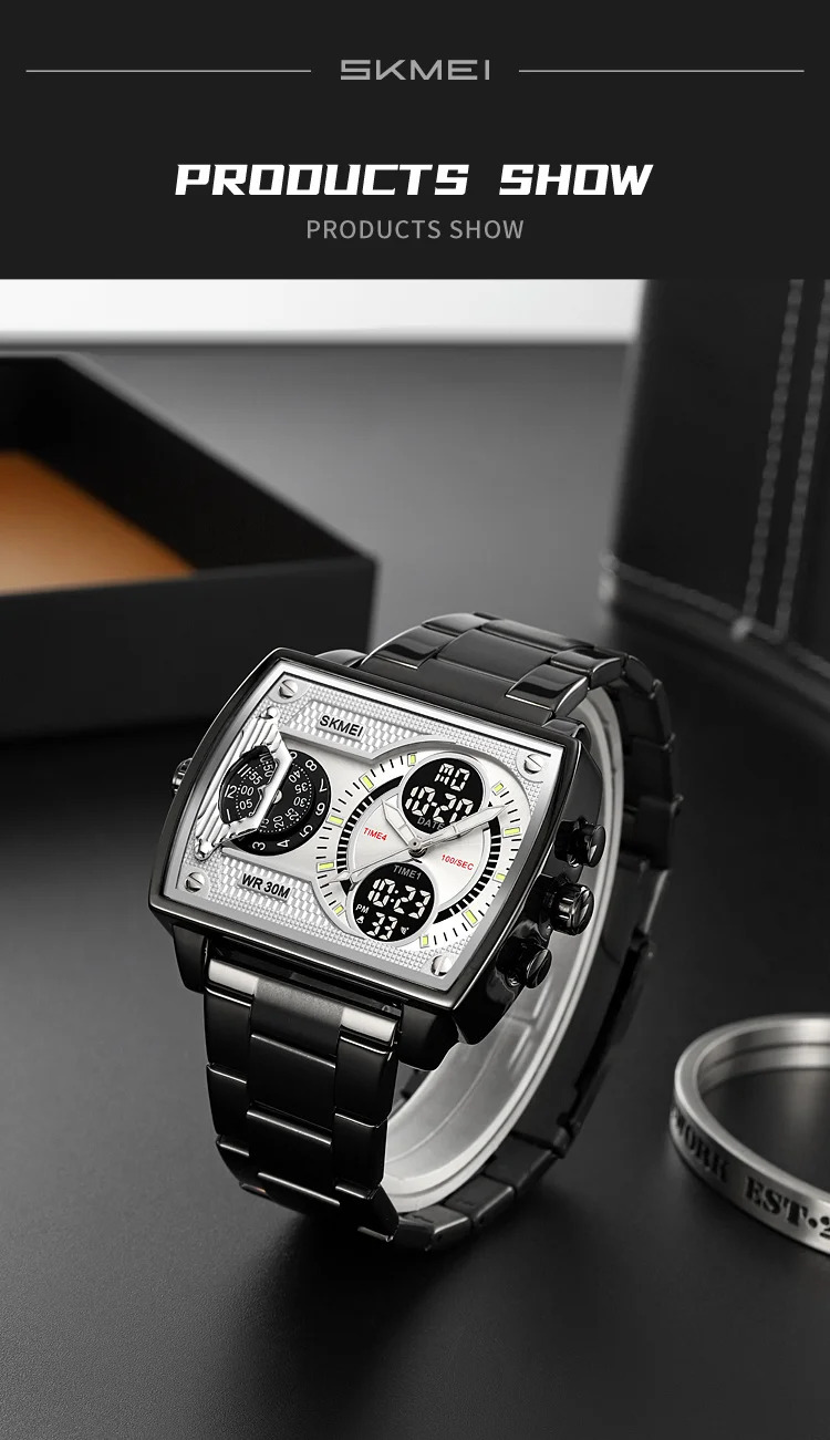 SKMEI Luxury Business Men's Watches Digital Sports Watch 3Bar Waterproof Chrono Dual Display Original Wristwatches Reloj Hombre