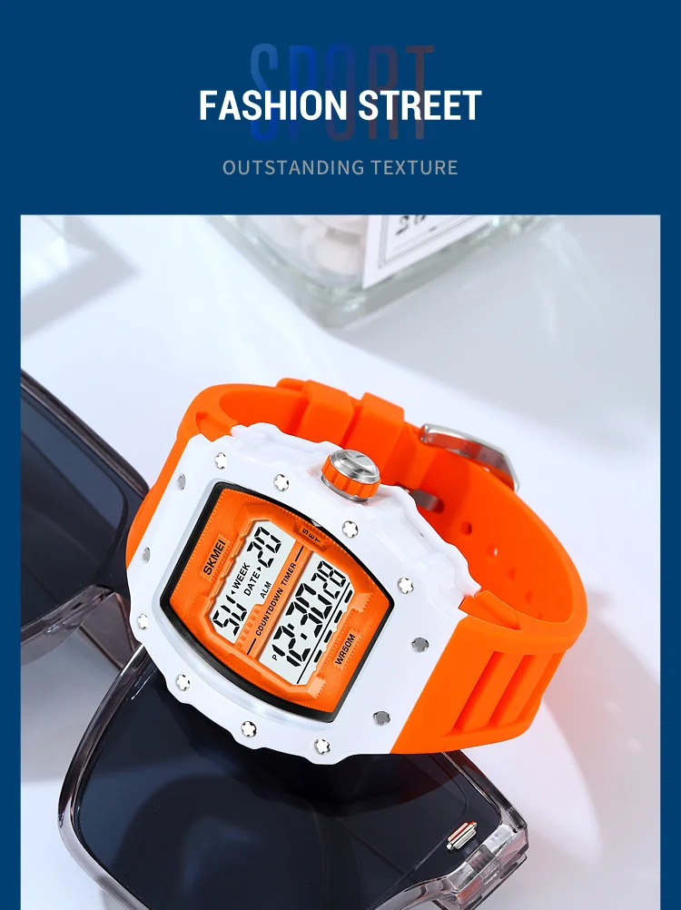 SKMEI Countdown Stopwatch Digital Sports Watches Fashion 5Bar Waterproof Wristwatch For Men Alarm Electronics Watch Reloj Hombre