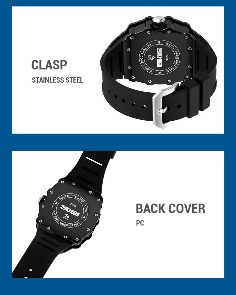 SKMEI Countdown Stopwatch Digital Sports Watches Fashion 5Bar Waterproof Wristwatch For Men Alarm Electronics Watch Reloj Hombre