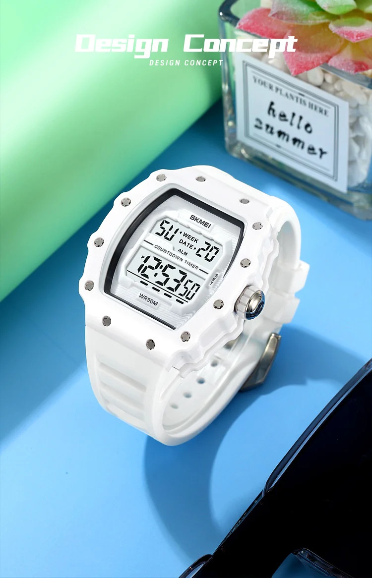 SKMEI Countdown Stopwatch Digital Sports Watches Fashion 5Bar Waterproof Wristwatch For Men Alarm Electronics Watch Reloj Hombre
