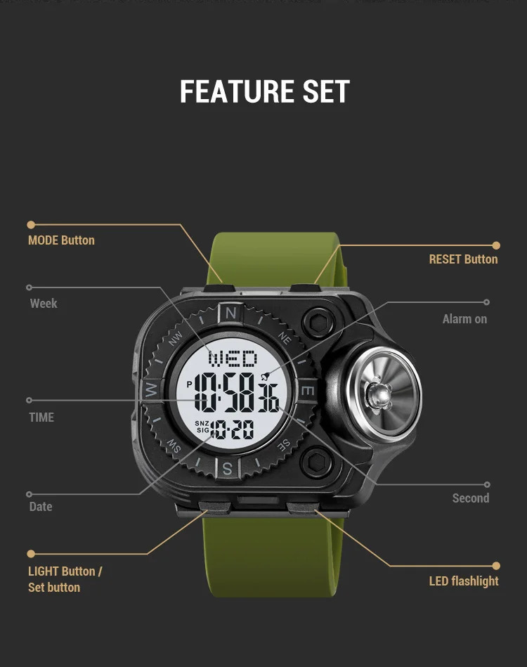 SKMEI Luminous Sports Electronic Watch For Men Women Stopwatch Outdoor Digital Wristwatch Waterproof Military Watch Reloj Hombre