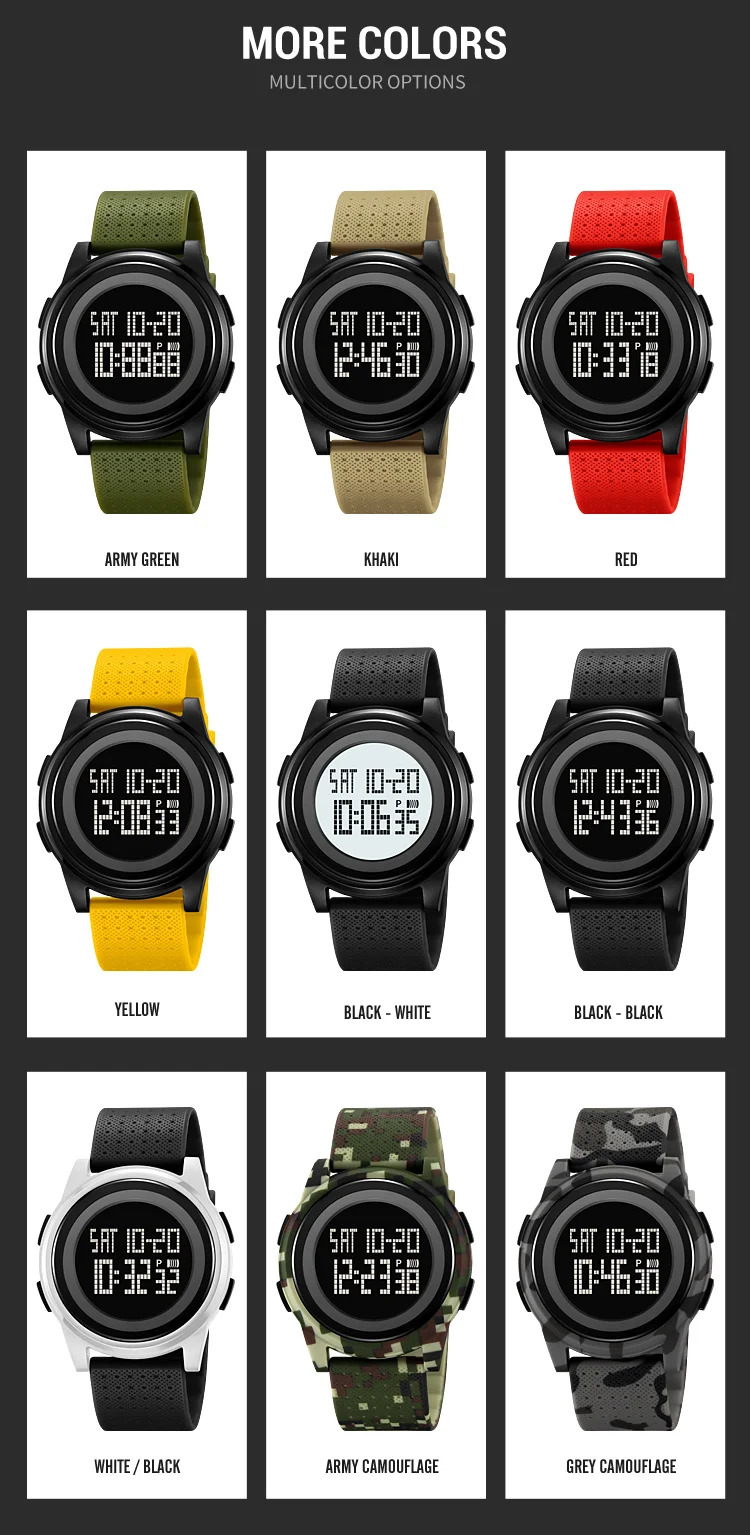 SKMEI Youth Cool Digital Sports Army Watches For Men Women Students Waterproof Stopwatch Electronic Wristwatches Horloges Mannen