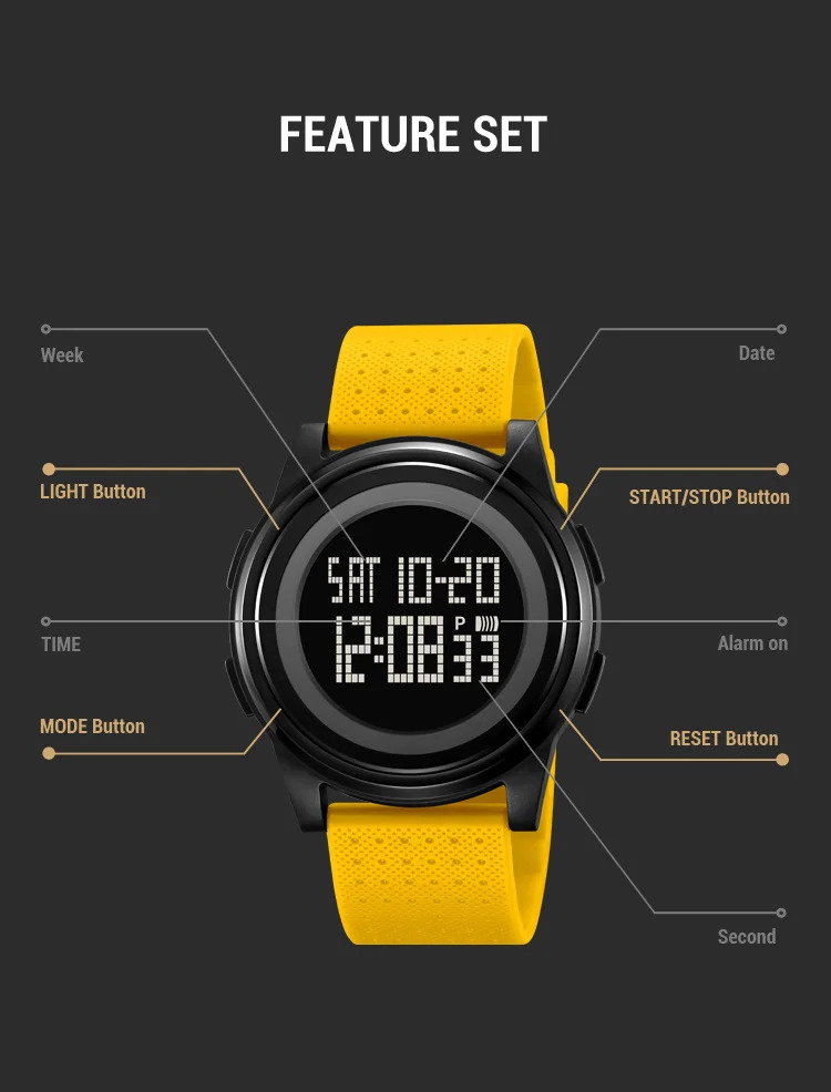 SKMEI Youth Cool Digital Sports Army Watches For Men Women Students Waterproof Stopwatch Electronic Wristwatches Horloges Mannen