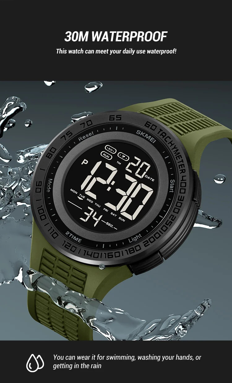 SKMEI Casual 3Bar Waterproof Digital Wristwatches Outdoor Sports Electronics Watch For Men Women Military Watches Reloj Hombre