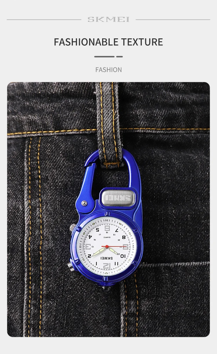 SKMEI Outdoor Quartz Movement Pocket Watch For Men Women LED Flashlight Mini Watches Male Portable Climbing Hiking Hanging Clock