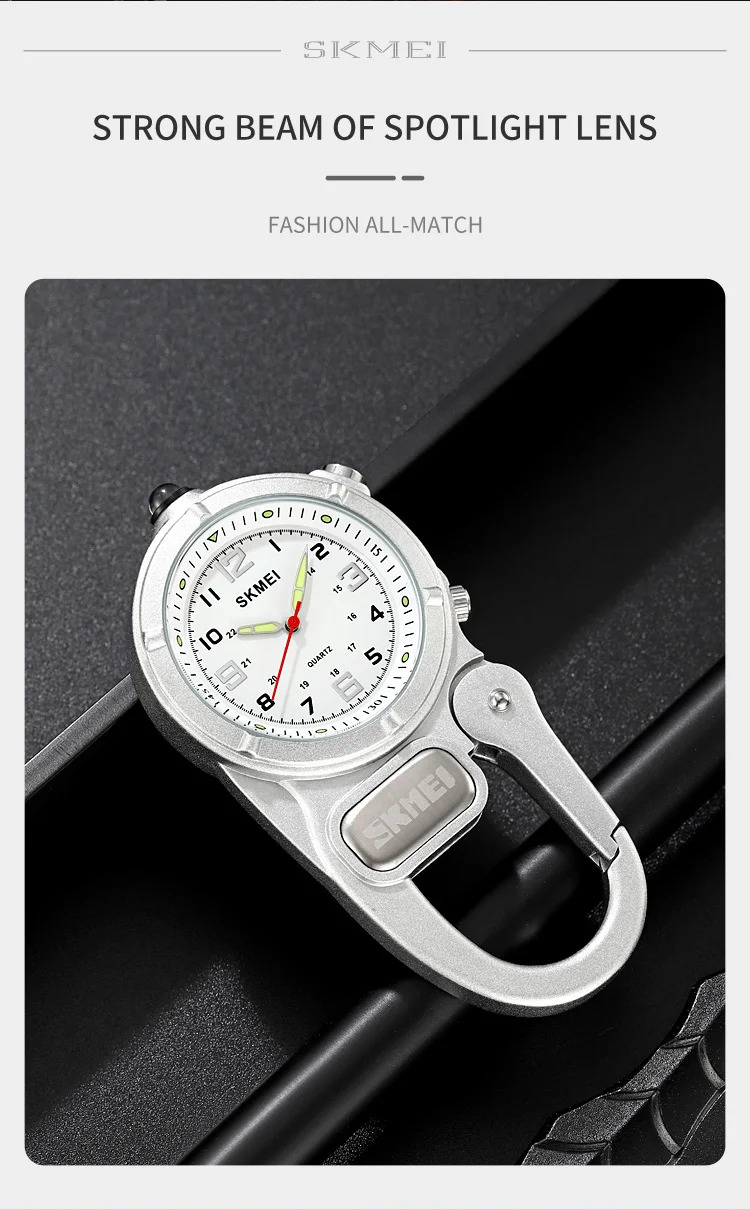 SKMEI Outdoor Quartz Movement Pocket Watch For Men Women LED Flashlight Mini Watches Male Portable Climbing Hiking Hanging Clock