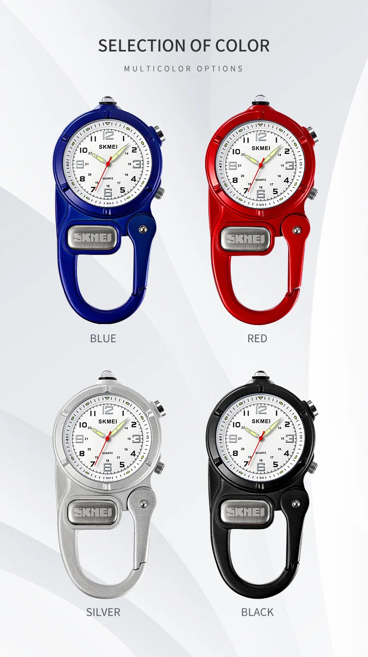 SKMEI Outdoor Quartz Movement Pocket Watch For Men Women LED Flashlight Mini Watches Male Portable Climbing Hiking Hanging Clock