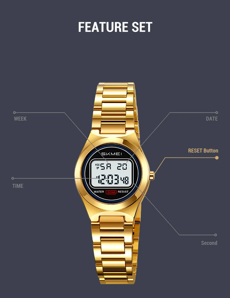 SKMEI Women Top Brands Luxury Watches Ladies Waterproof Electronics Watch Small Dial Elegant Digital Wristwatch Relogio Feminino