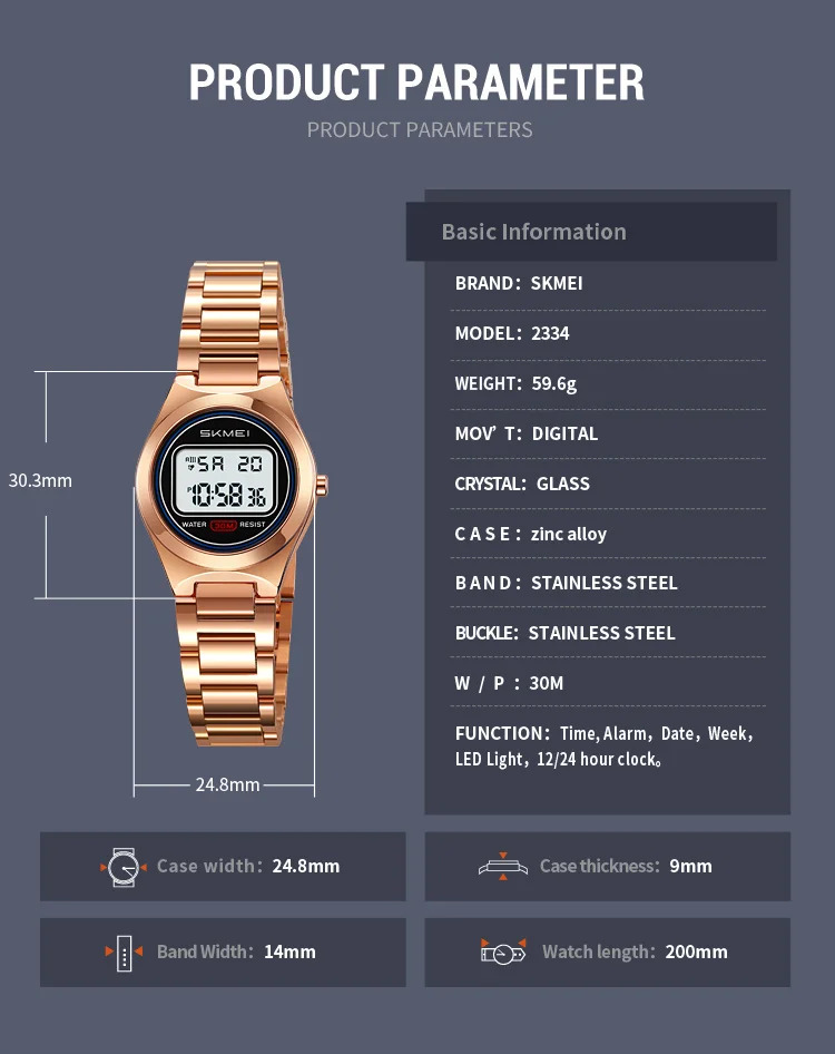 SKMEI Women Top Brands Luxury Watches Ladies Waterproof Electronics Watch Small Dial Elegant Digital Wristwatch Relogio Feminino