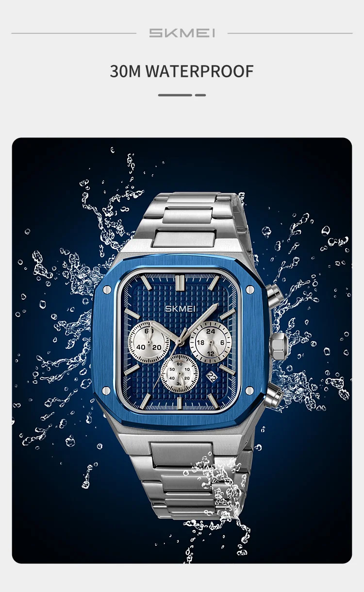 SKMEI Fashion Quartz Movement Watch For Men Women Stainless Steel Strap Stopwatch Waterproof Time Date Wristwatch Reloj Hombre