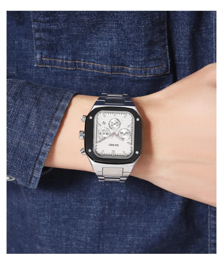 SKMEI Fashion Quartz Movement Watch For Men Women Stainless Steel Strap Stopwatch Waterproof Time Date Wristwatch Reloj Hombre