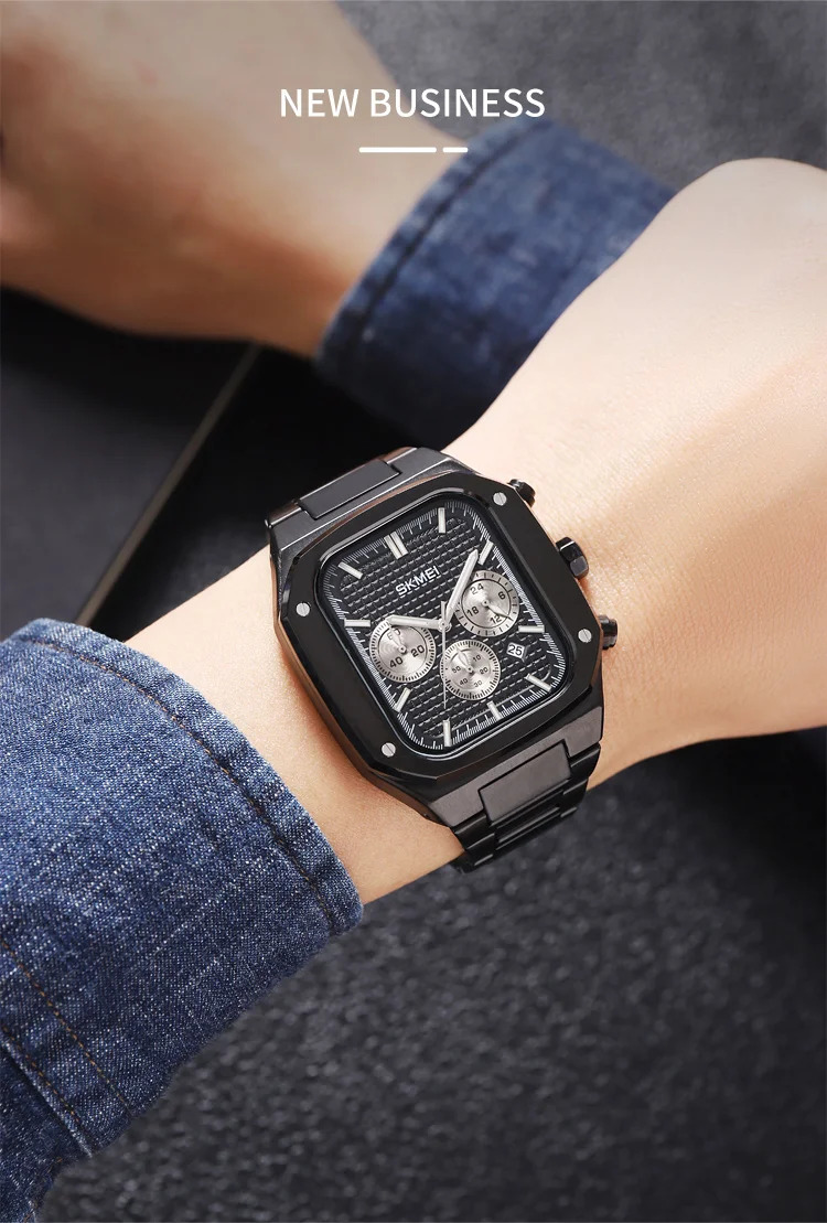 SKMEI Fashion Quartz Movement Watch For Men Women Stainless Steel Strap Stopwatch Waterproof Time Date Wristwatch Reloj Hombre