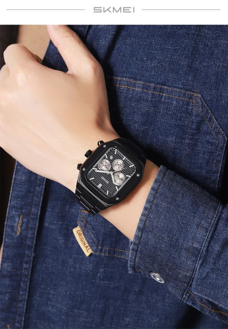 SKMEI Fashion Quartz Movement Watch For Men Women Stainless Steel Strap Stopwatch Waterproof Time Date Wristwatch Reloj Hombre