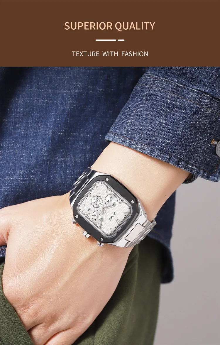 SKMEI Fashion Quartz Movement Watch For Men Women Stainless Steel Strap Stopwatch Waterproof Time Date Wristwatch Reloj Hombre