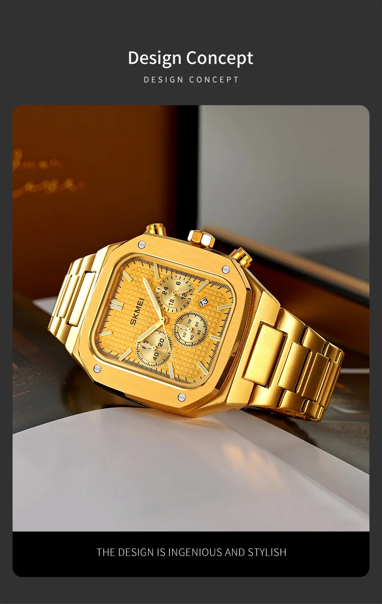 SKMEI Fashion Quartz Movement Watch For Men Women Stainless Steel Strap Stopwatch Waterproof Time Date Wristwatch Reloj Hombre
