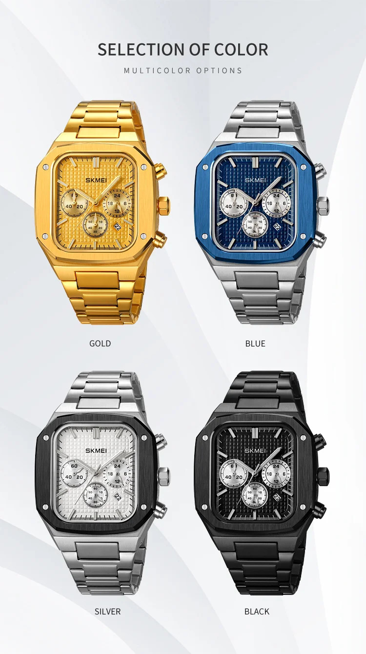 SKMEI Fashion Quartz Movement Watch For Men Women Stainless Steel Strap Stopwatch Waterproof Time Date Wristwatch Reloj Hombre