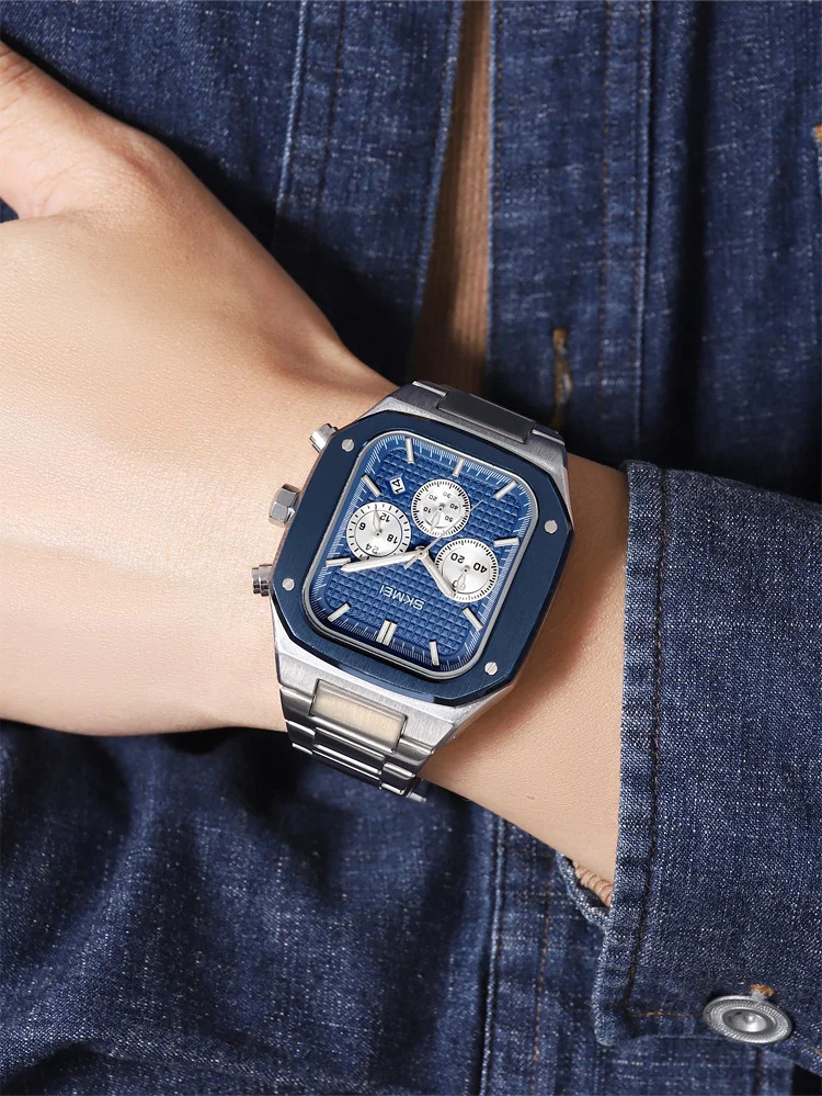 SKMEI Fashion Quartz Movement Watch For Men Women Stainless Steel Strap Stopwatch Waterproof Time Date Wristwatch Reloj Hombre