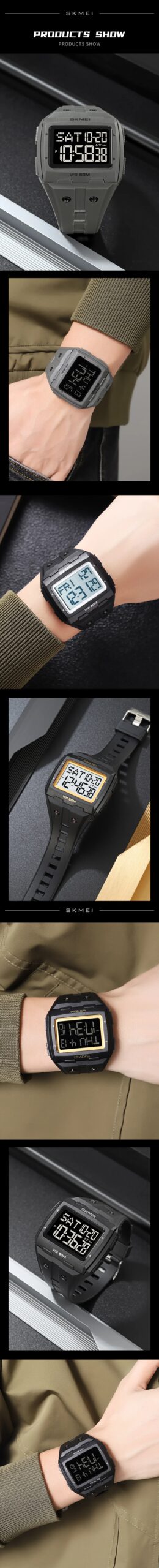 SKMEI Multifunctional Countdown Sport Alarm Watches For Men Women Fashion 50M Waterproof Back Light Stopwatch Digital Wristwatch