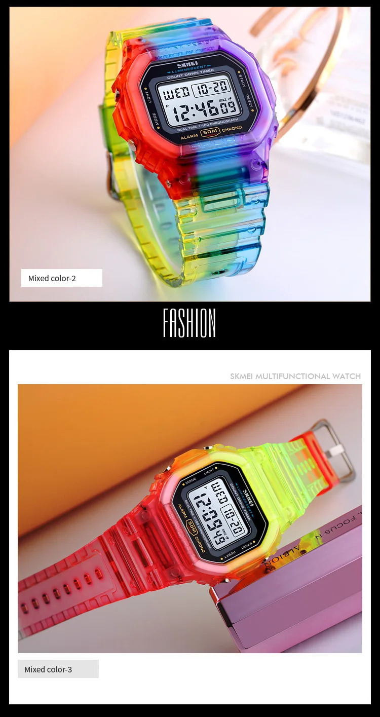 SKMEI Lady Alarm Clock Digital Wristwatches Fashion Cool Girls Watches Shockproof Chrono Electronics Watch For Women reloj mujer