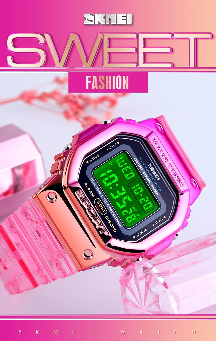 SKMEI Lady Alarm Clock Digital Wristwatches Fashion Cool Girls Watches Shockproof Chrono Electronics Watch For Women reloj mujer