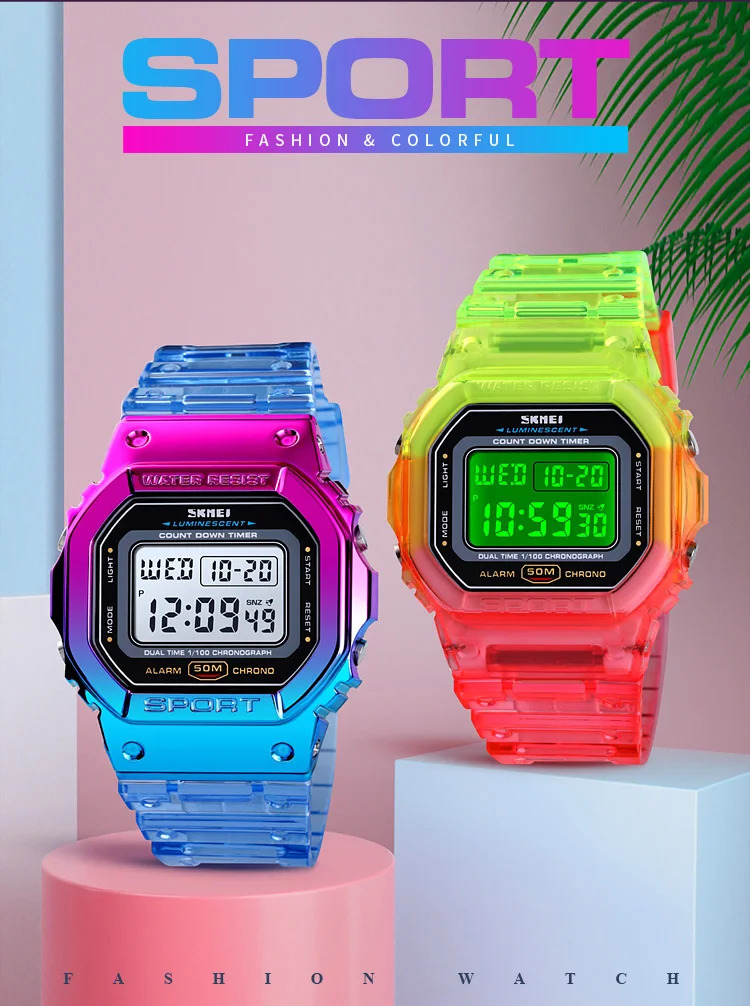 SKMEI Lady Alarm Clock Digital Wristwatches Fashion Cool Girls Watches Shockproof Chrono Electronics Watch For Women reloj mujer