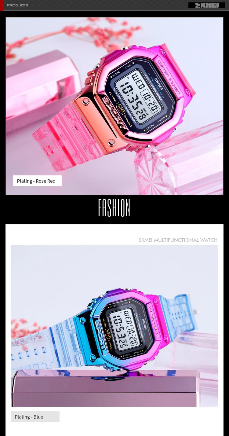 SKMEI Lady Alarm Clock Digital Wristwatches Fashion Cool Girls Watches Shockproof Chrono Electronics Watch For Women reloj mujer