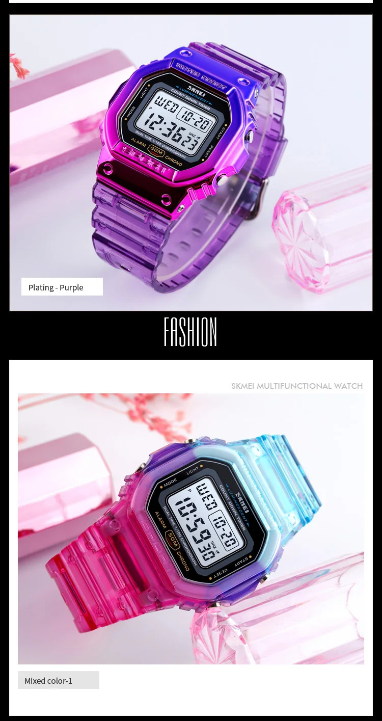SKMEI Lady Alarm Clock Digital Wristwatches Fashion Cool Girls Watches Shockproof Chrono Electronics Watch For Women reloj mujer