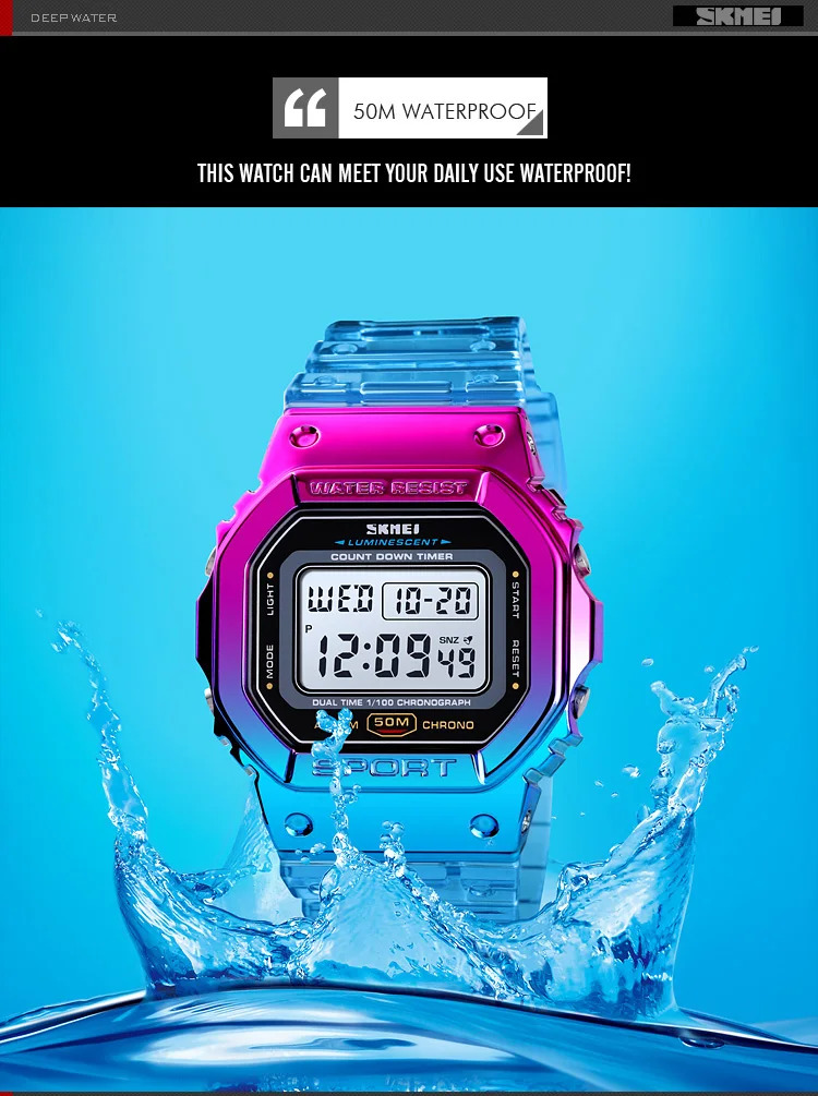 SKMEI Lady Alarm Clock Digital Wristwatches Fashion Cool Girls Watches Shockproof Chrono Electronics Watch For Women reloj mujer