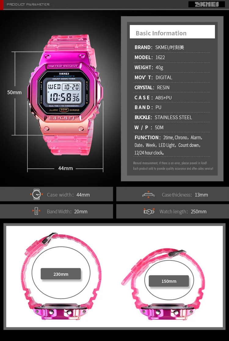 SKMEI Lady Alarm Clock Digital Wristwatches Fashion Cool Girls Watches Shockproof Chrono Electronics Watch For Women reloj mujer